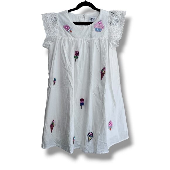 NWT! Lola + The Boys All About the Beaded Ice Cream Ruffle White Dress Size 10Y - Picture 2 of 9